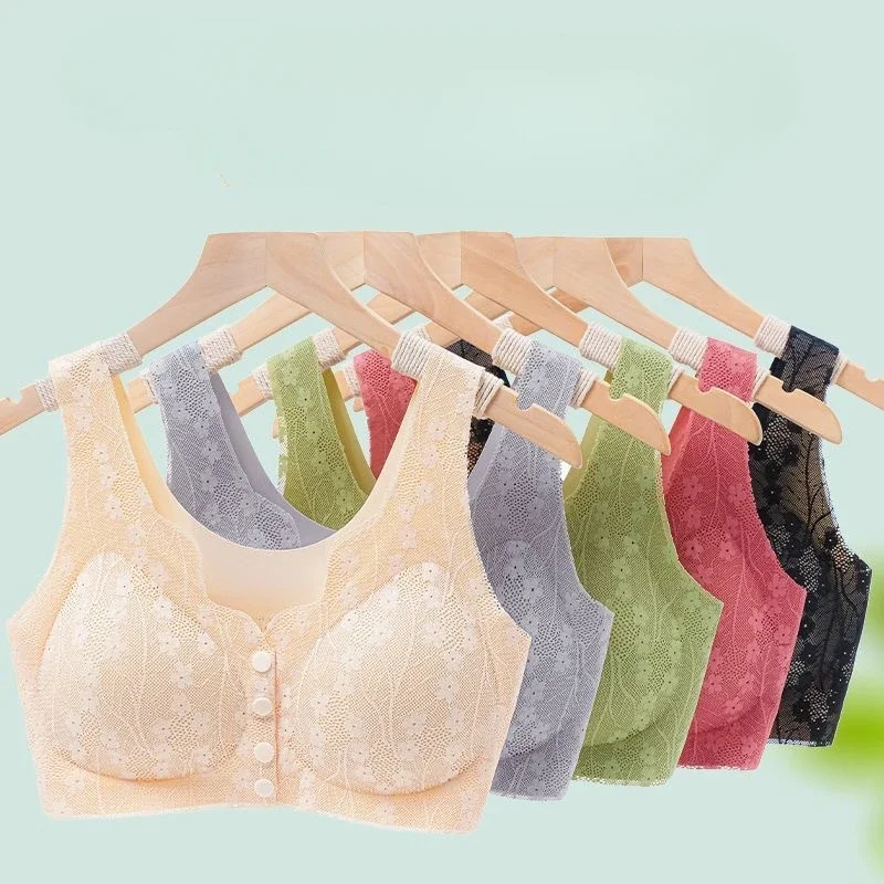 New front open button bra for middle-aged and elderly mothers auxiliary breast tank top style nursing women\'s bra