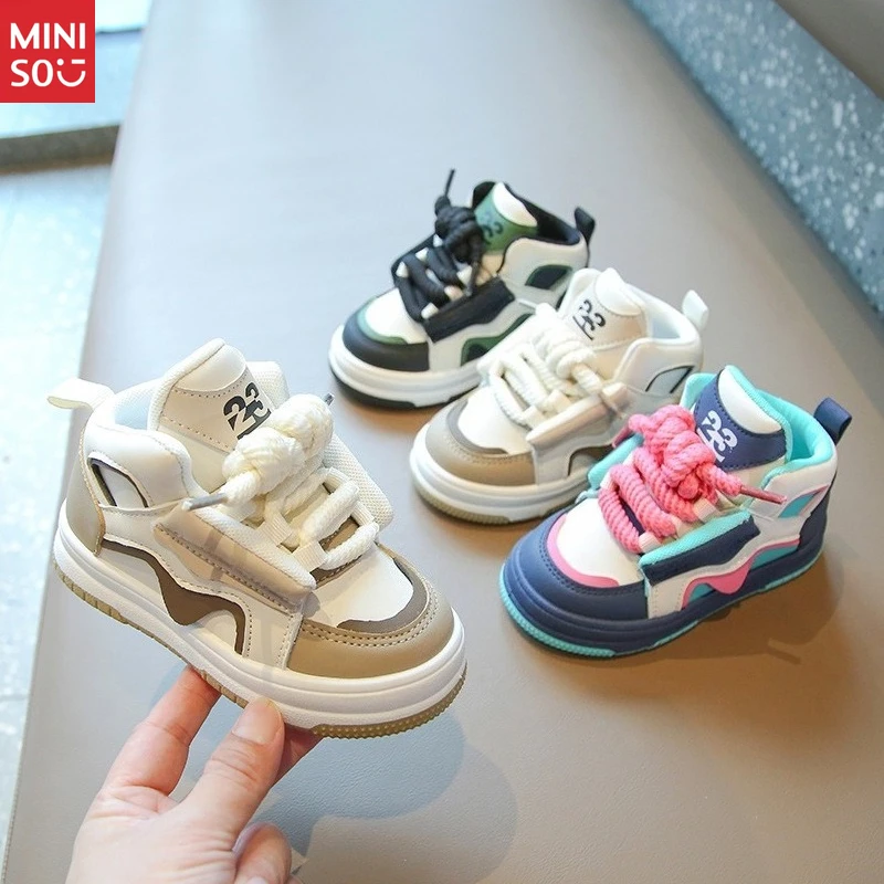 

Miniso 2025 Kids Platform Sneakers, High-Top & Dad Shoes for Boys & Girls, Dopamine Style Sportwear