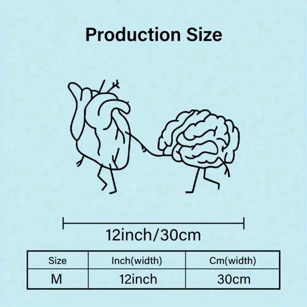Modern Heart-Brain Connection Metal Wall Art, 2D Iron Anatomy Decor Waterproof Rustproof for Home Psychology Office