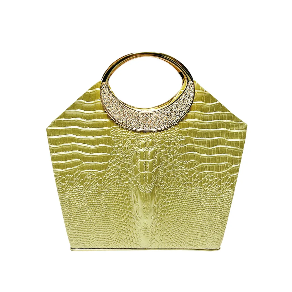 

Сумочка с крокодиловым узором, высококачественная банкетная сумка со стразами, модная деловая сумка, сумка на цепочке, универсальная сумка, инкрустированная бриллиантами