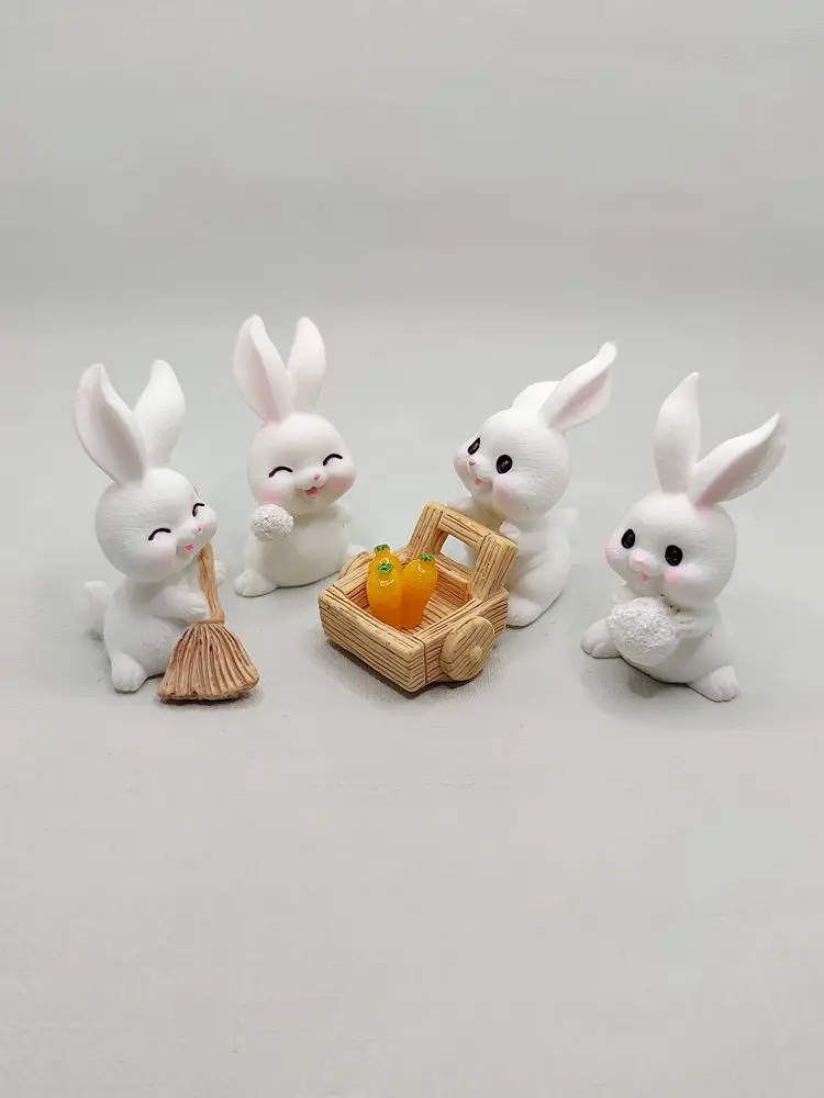 Simulation animal model cartoon rabbit doll cute rabbit miniature doll resin micro landscape desktop ornaments