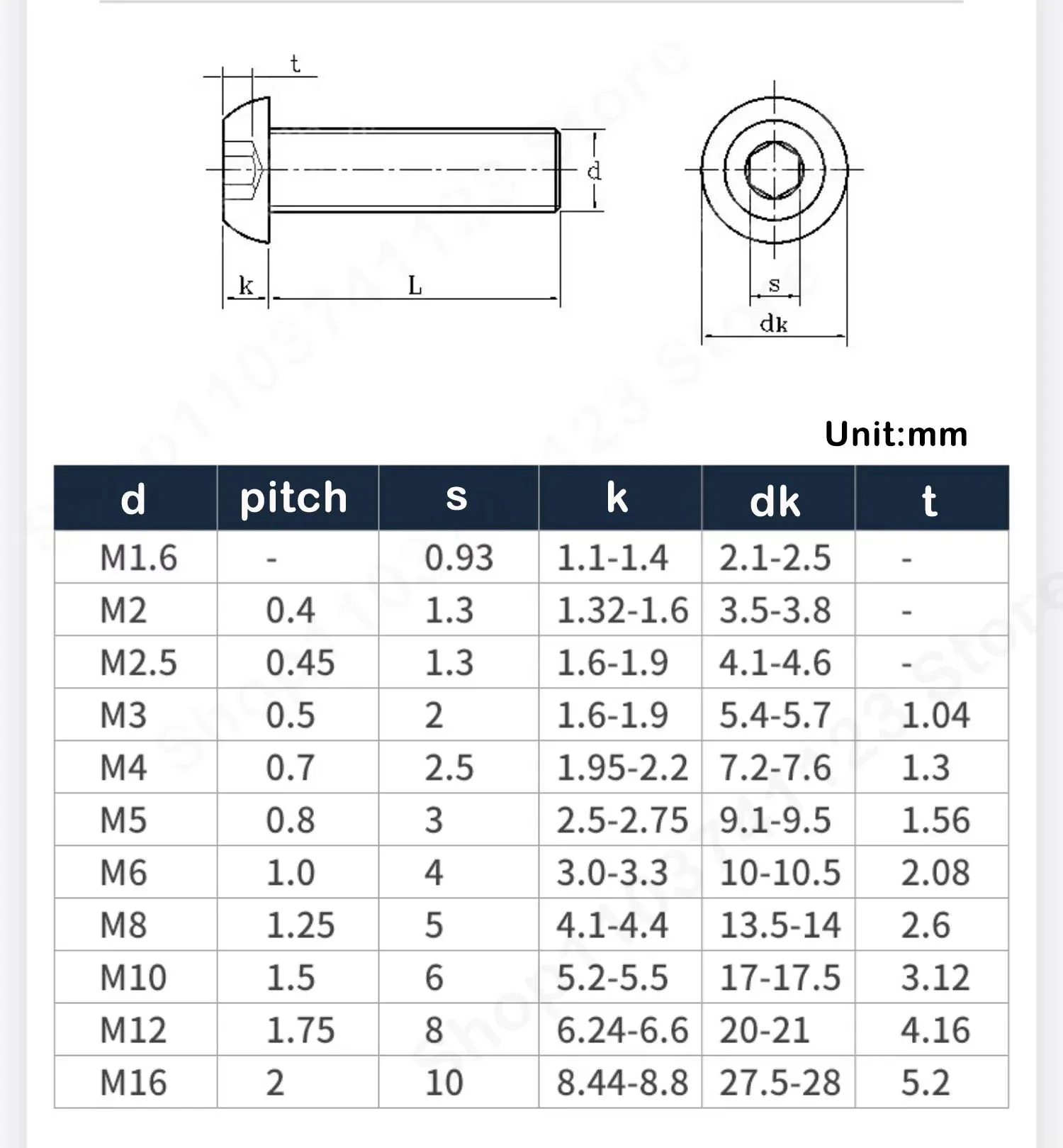 1-30pcs M3 M4 M5 M6 M8 M10 316 A4 Stainless Stee Hexagon Hex Socket Head Button Allen Bolt Screw  Mushroom Head  L:4mm-100mm