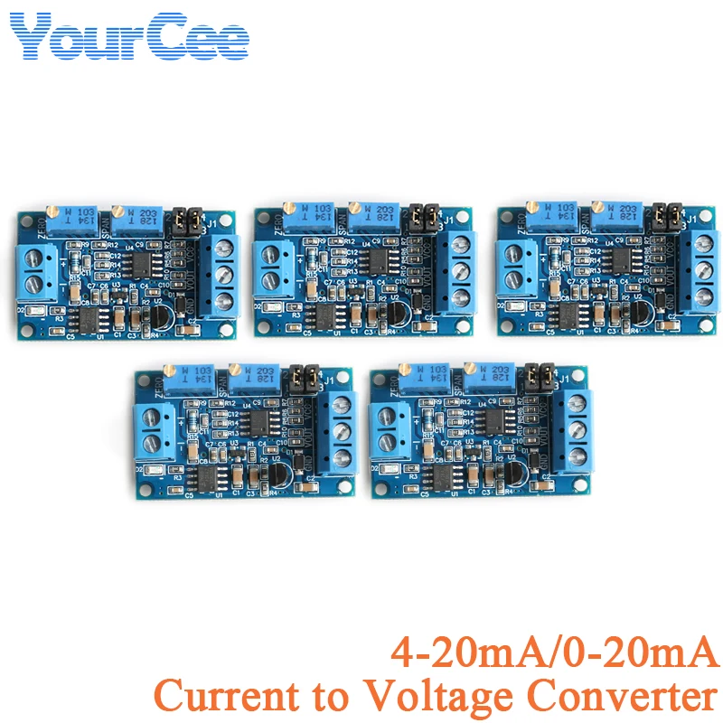 5/1pc Current to Voltage Converter 0 to 20mA/40mA to 0-3.3V 0-5V 0-10V Signal Conversion Module 0-20mA 4-20mA I/V Transmitter