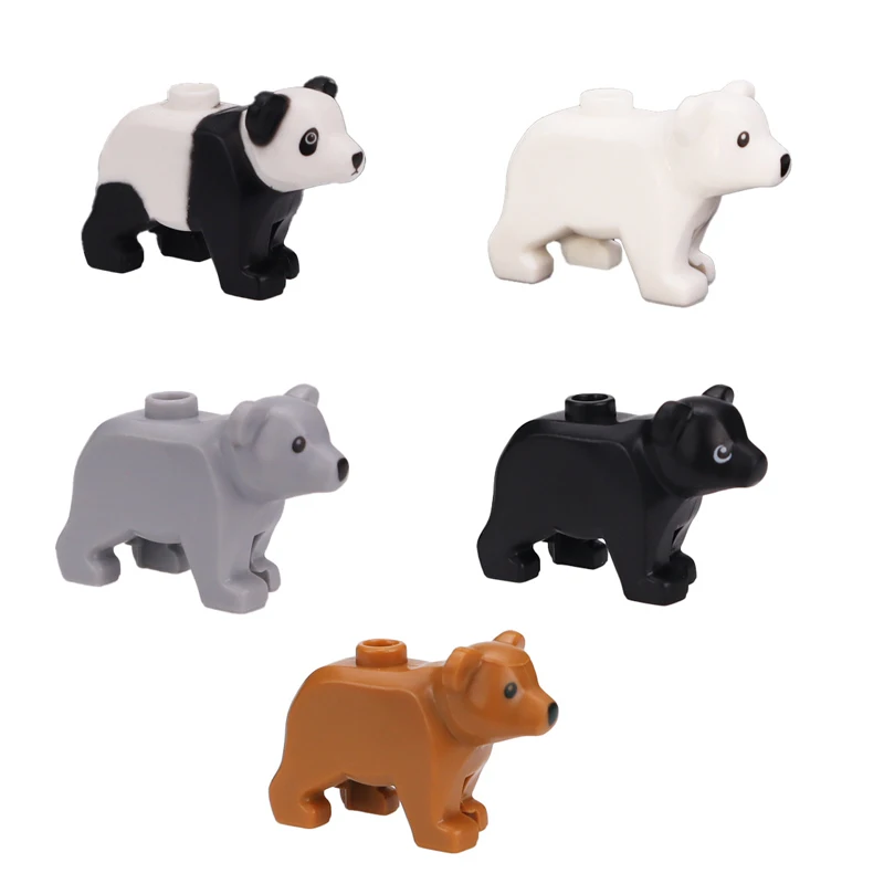 New Lesser Panda Animal Parts MOC Building Blocks Bear Baby Polar Bear Zoo Family Pet Bricks Toys Compatible With LEGO