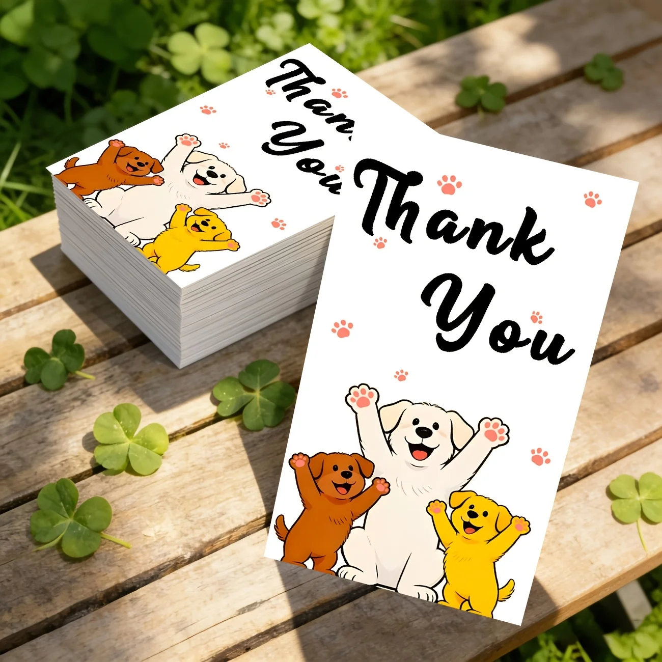 50PCS Cute Puppy and Paw Design Cute Pet Gift Thank-you Cards, Suitable for Decoration, Gifts, Festivals, Shops, Parties, Etc