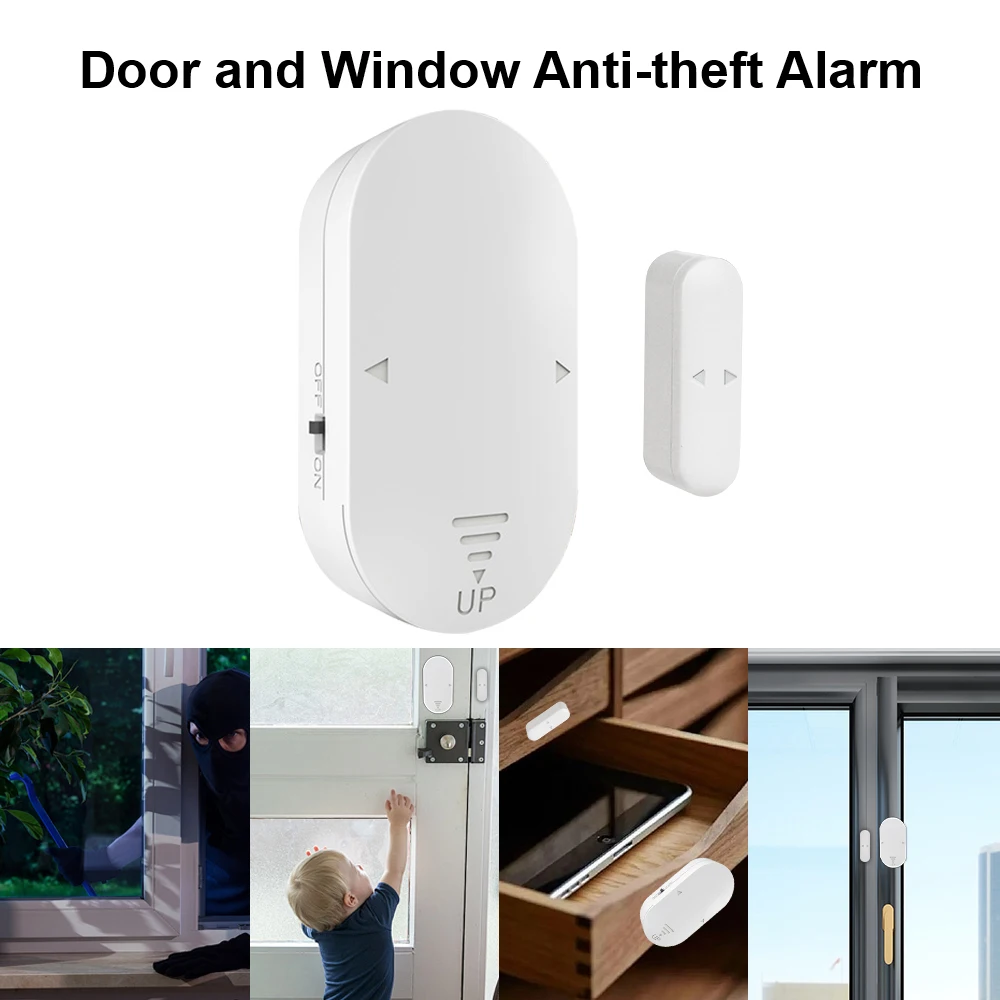 Door Open Closed Detectors Smart Home Anti-theft Alarm Doorbell Mode Powered Window Sensor Universal Smart Door Sensor White