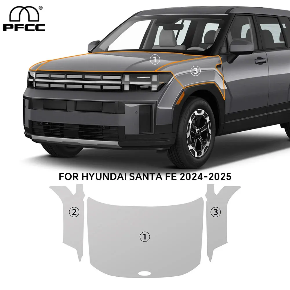 

Hood Fender Precut Paint Protection Film PPF TPU For Hyundai Santa Fe 2024-2025 Anti Scratch Accessories Transparent Sticker Set