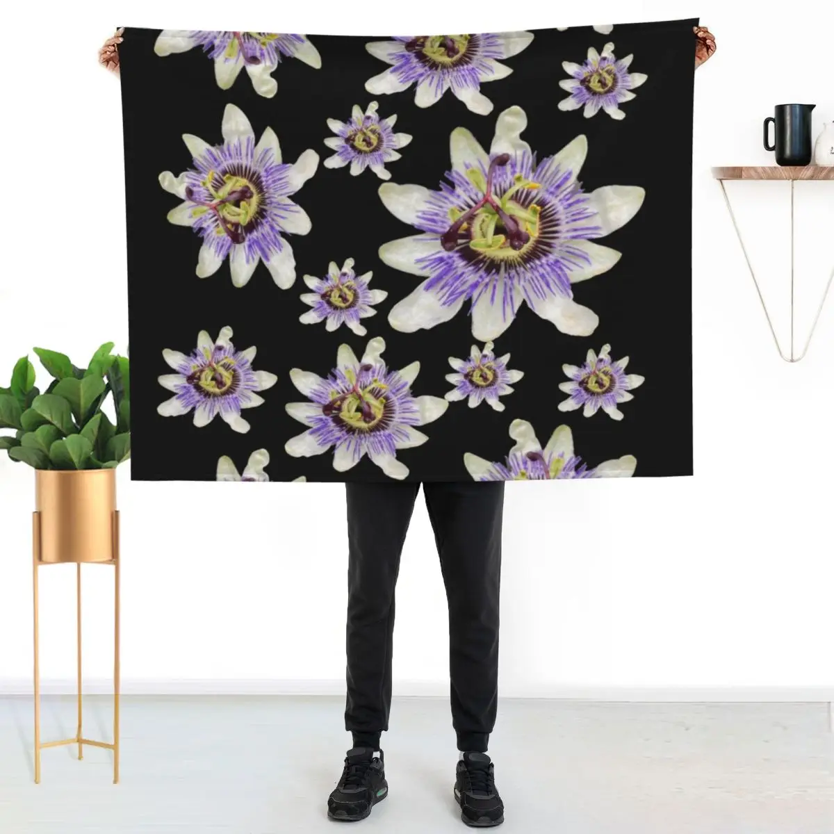 Bluecrown Passion Flower Pattern Throw Blanket for babies Furrys Sofas Hairys Beach Soft Plush Plaid Blankets