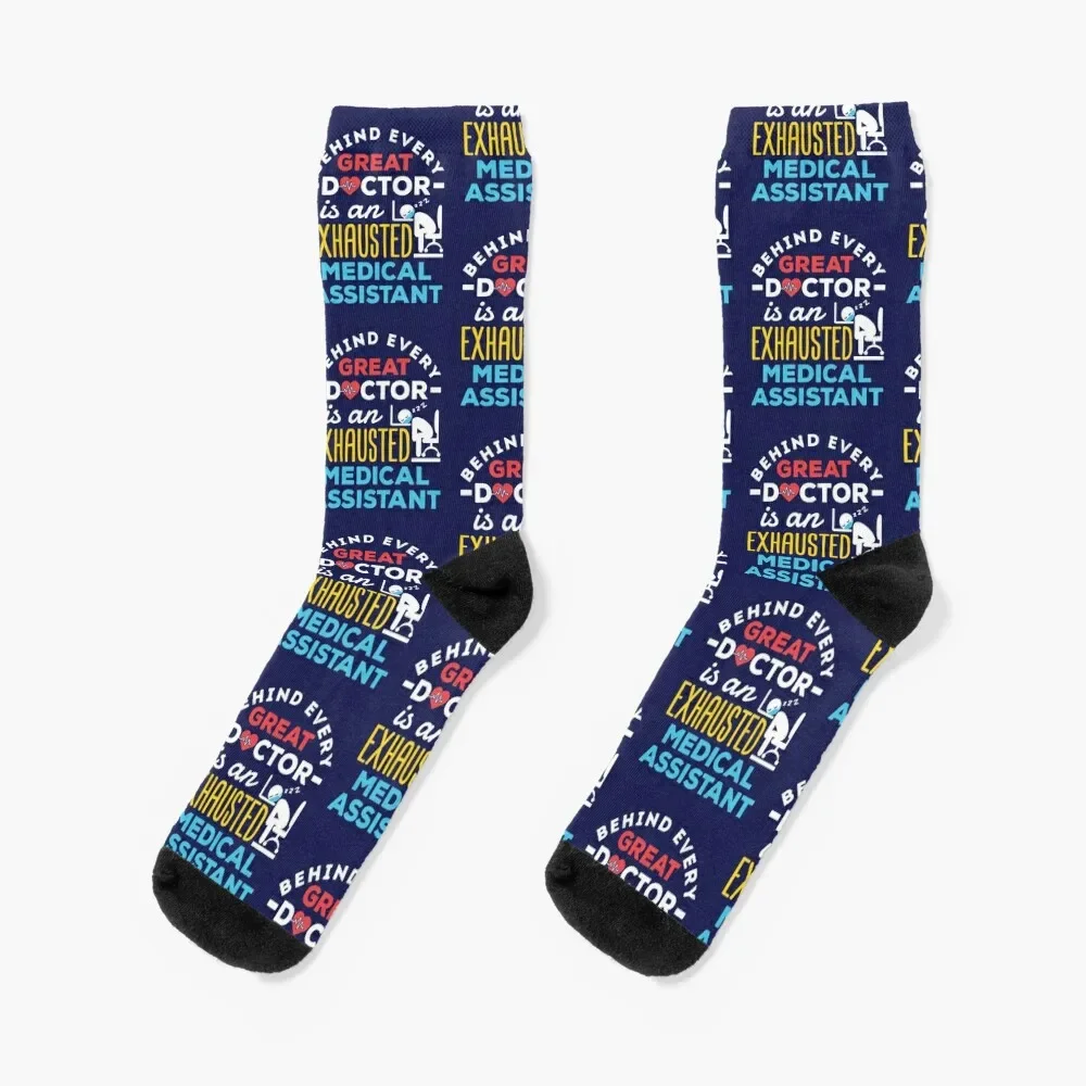 

Medical Assistant MA Exhausted Funny Appreciation Gift Socks tennis christmas stocking loose sheer Women's Socks Men's