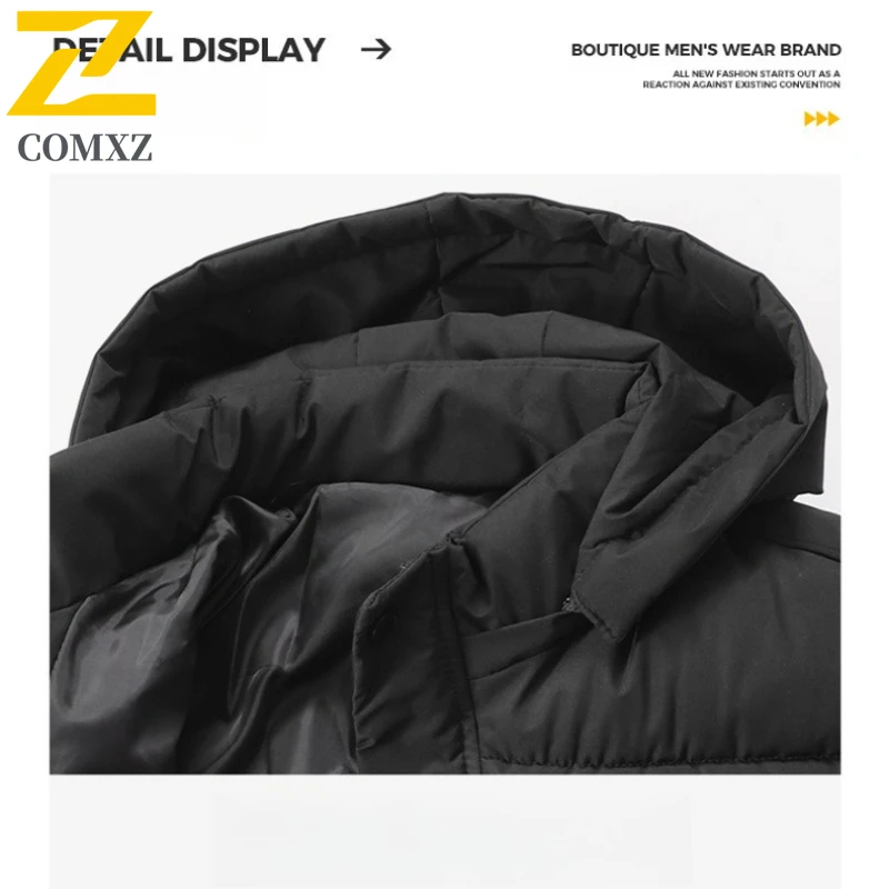 2025 Winter Jacket Men's Trendy Thick Warm And Cold Proof Detachable Hooded Parkas Coat Men Casual Snow Windproof Padded Jacket