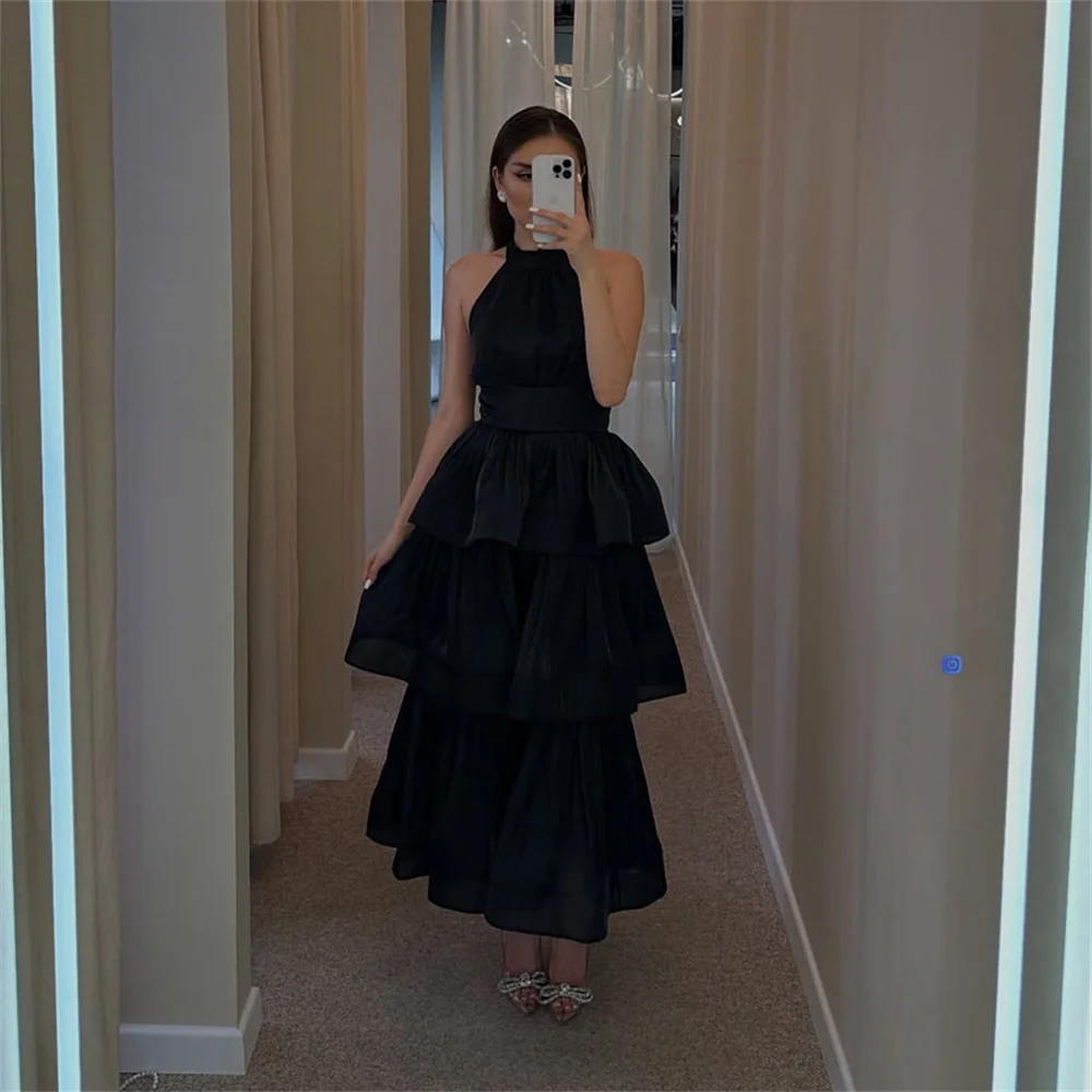 

ROYET Elegant Pleat High Neck Sleeveless Mermaid Evening Dress For Woman Ankle Length Formal Classic Prom Gown Customized