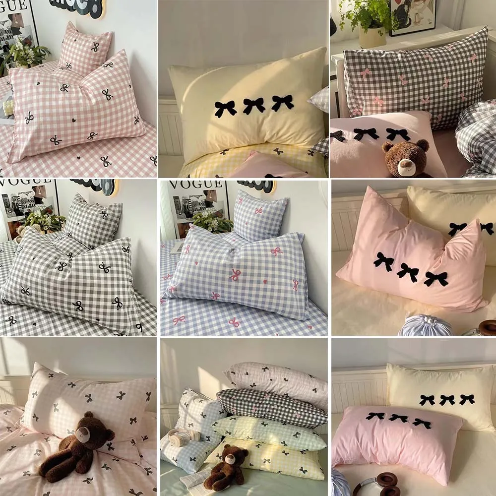 

1Pc Plaid Bow Knot Pillowcase Envelop Pillowcase Printing Cushion Case Bedroom Decorations 48x74cm(18.89x29.13 inch) Pillowcase