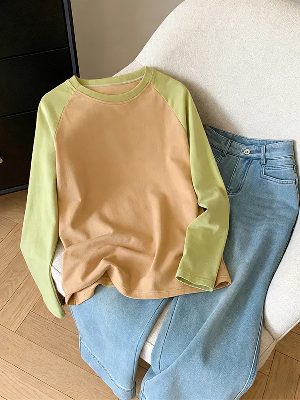 

plus Size Women's Spring New Style Warm Double-Faced Fleece Hide Belly Slimming Bottom Shirt Korean Style Loose Fit Long Sleeve