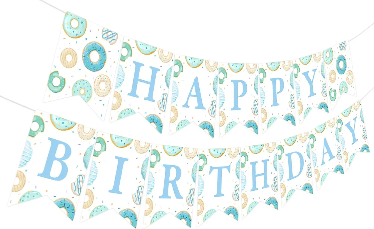 

Blue Donut Birthday Party Decor Banner Assembled Durable Happy Birthday Bunting Sign Donut Happy Birthday Party Supplies