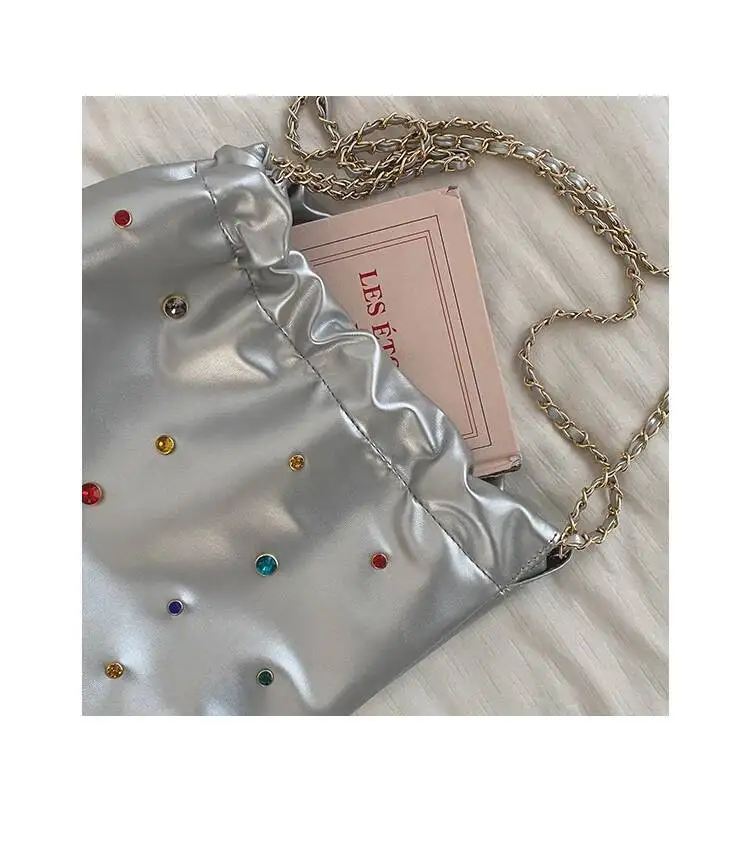 Bloom Beading Y2k Grunge Handbags Women Leather Large Capacity Casual Tote Bags Ladies Vintage Haruku Shoulder Bag Aesthetic