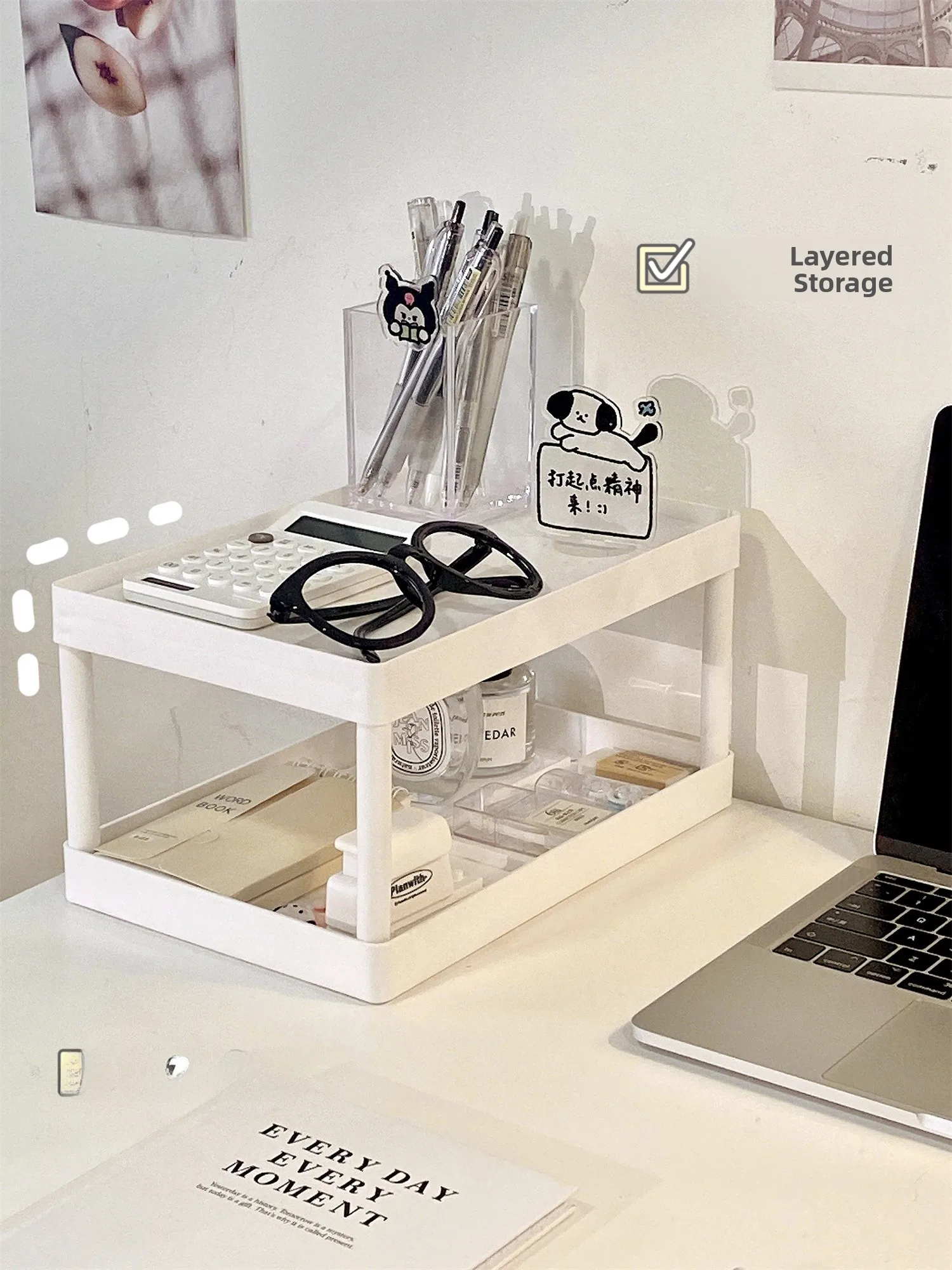 

Двухслойный настольный органайзер Ra, ящик для хранения офисного стола, маленький эльф, студенческий Dormi, настольная композиция, пластиковый прямоугольный