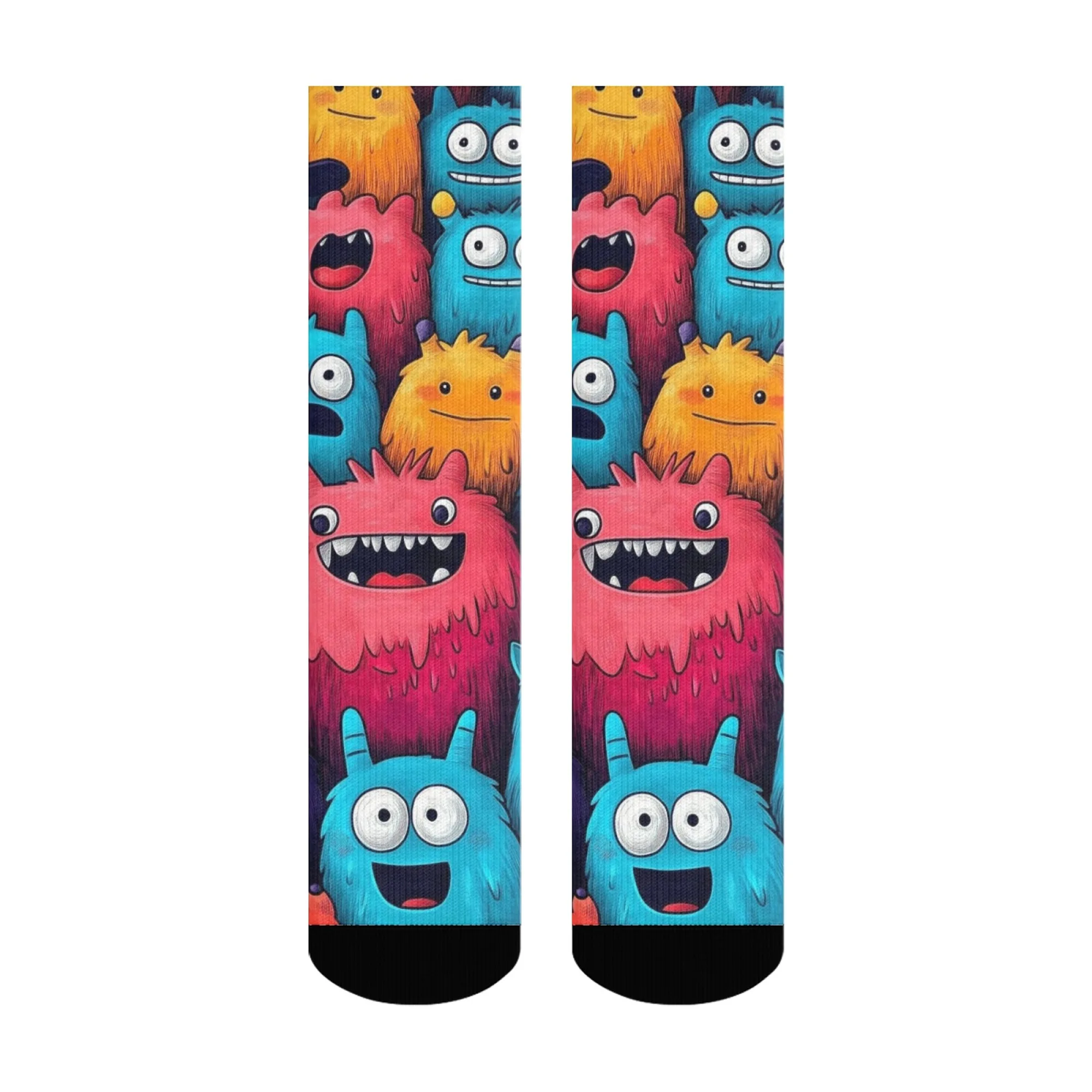 Chaussettes d'équipage ultra douces pour hommes, dessin animé mignon, imprimé monstre respectueux de la peau, chaussettes confortables pour les occasions quotidiennes décontractées et paresseuses à thème