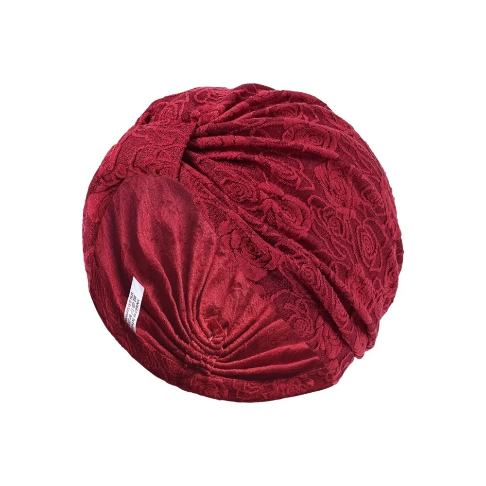

Fashion Jacquard Lace Jacquard Turban Hat Elastic Comfortable Headscarf Cap Breathable Front Twist Beanie Cap Women's Fashion