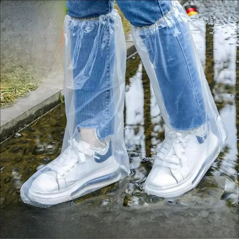 disposable-thickened-outdoor-rain-boot-covers-waterproof-non-slip-transparent-high-tube-men's-shoe-covers-for-rainy-days