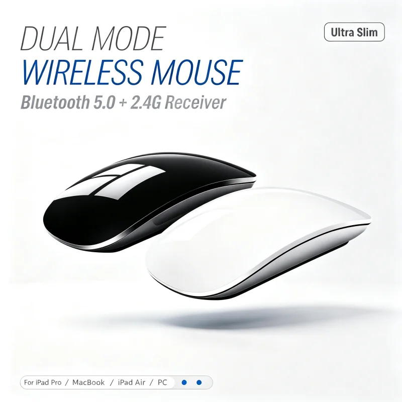 Bezprzewodowa mysz komputerowa Lenovo Magic z Bluetooth, ładowana, dotykowa, smukła, ergonomiczna, dwumodowa, cicha mysz PC do Apple Macbook Air — zdjęcie produktu 2
