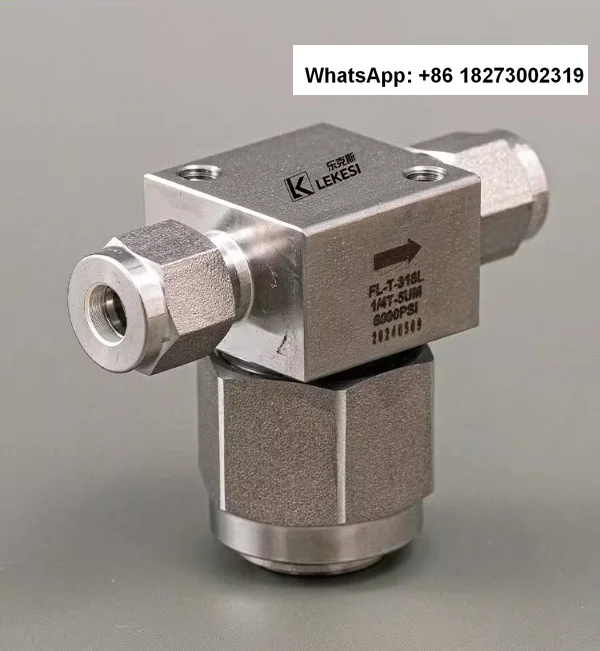 Stainless steel 316L sleeve type T-shaped filter high-pressure and high-precision gas three-way filter valve