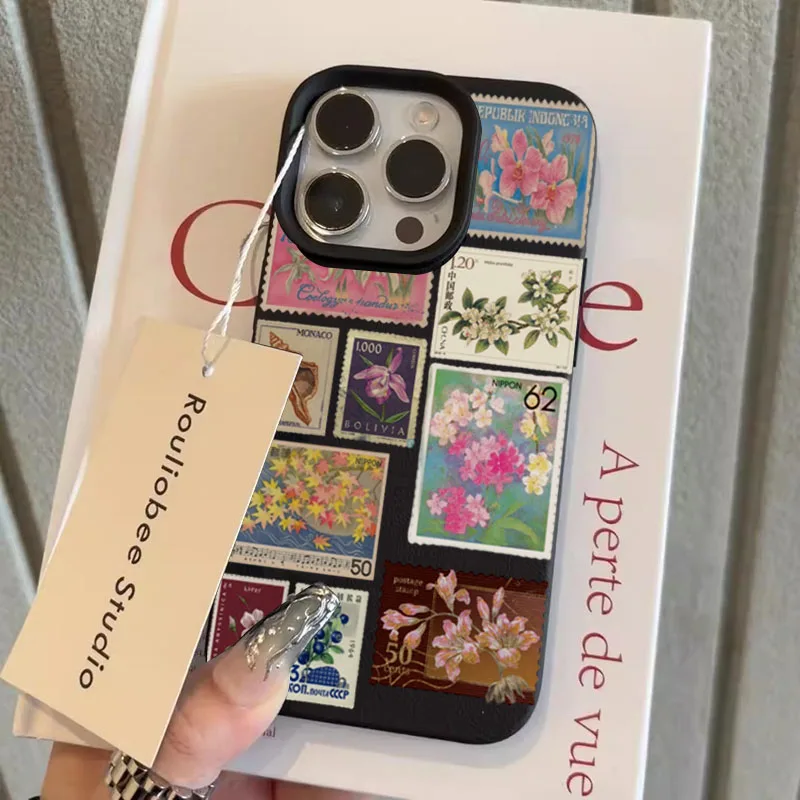 Casing Ponsel Pola Lichee Stempel Cetak Antik untuk Casing Xiaomi 15 Xiaomi 14T Pro 14 13 13T Penutup Bumper Lembut Matte Tahan Benturan