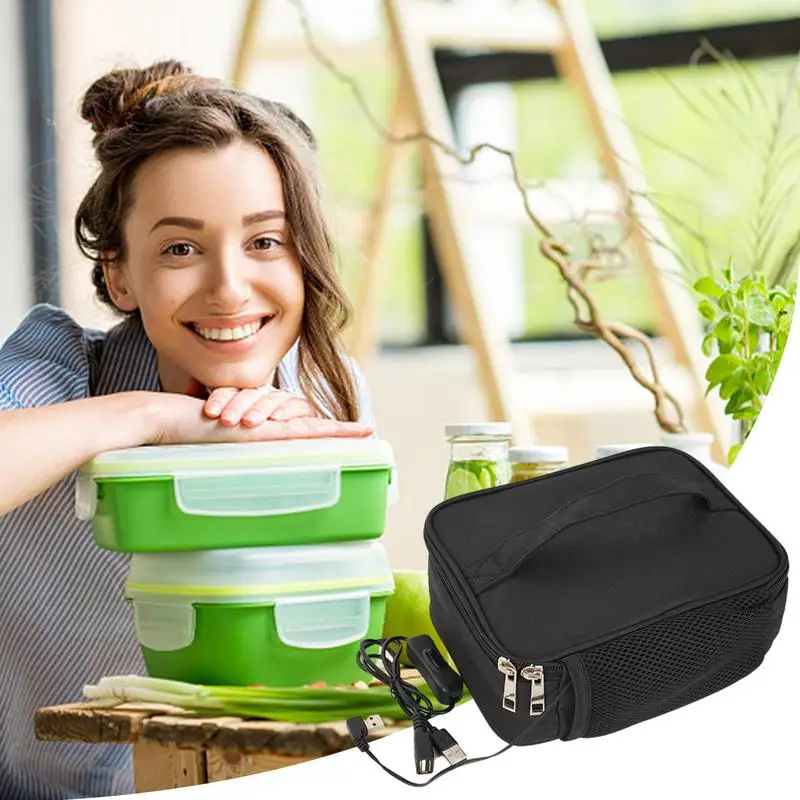 USB Electric Heating Lunch Bag Waterproof Car Travel Camping Electric Lunch Box Food Warmer Heater Container Packet Thermal Bag