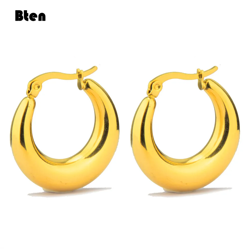 BTEN, новый стиль 2020, оптовая продажа, гладкие изысканные большие круглые серьги-кольца для женщин и девочек, свадебная вечеринка, ювелирные изделия из нержавеющей стали