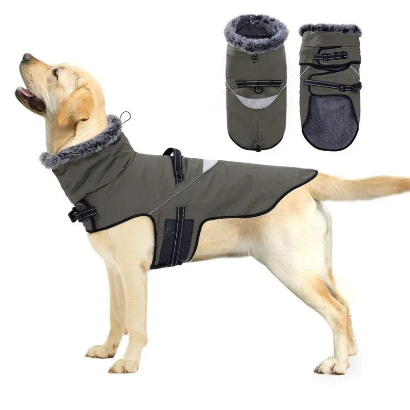 

Dog Jacket with Harness Built in Dog Coats for Large Dogs Winter Waterproof Reflective Dog Cold Weather Coats