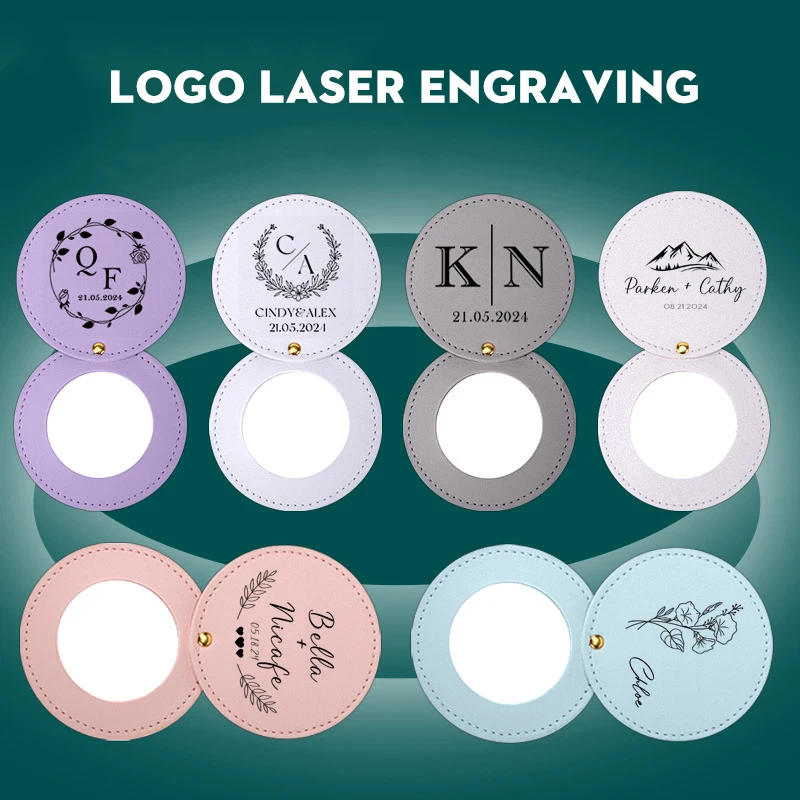 مرايا مدمجة غير قابلة للكسر من الفولاذ المقاوم للصدأ مع مرآة مكياج صغيرة محمولة من جلد البولي يوريثان للسفر على الجيب