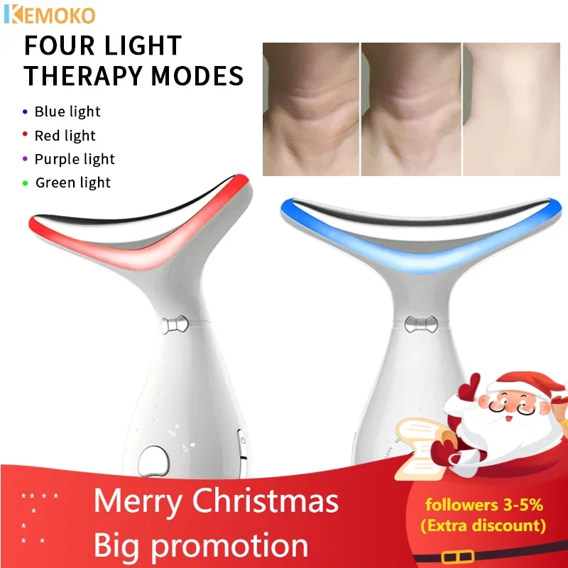 

Neck Facial Lifting Massager Skin Tighten Device LED Photon Therapy Vibration Hot Beauty Massage Anti Wrinkle Double Chin Remove