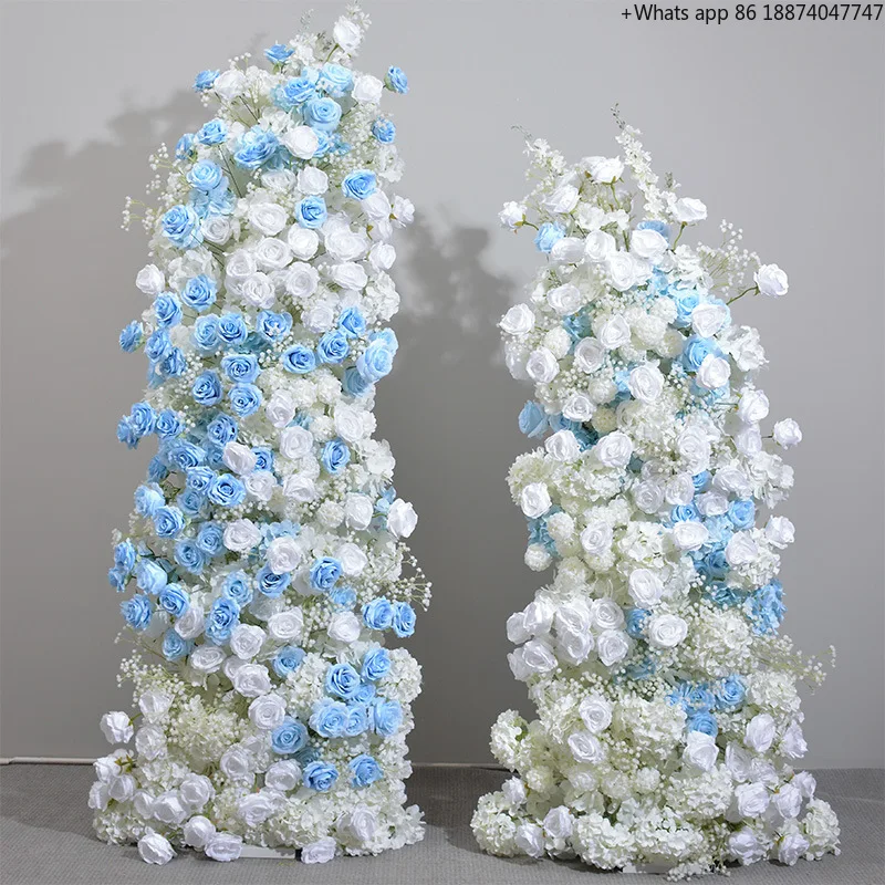 

V296 2024 New Design White And Blue Rose Flower Arch Backdrop Arch With Bracket For Wedding Home Event Garden Decoration