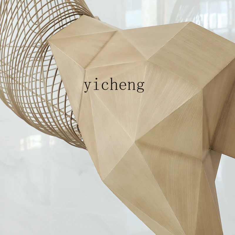 ZC كبير الفولاذ المقاوم للصدأ مجردة الغزلان النحت الفن تركيب فندق زخرفة من الأرض إلى السقف #5