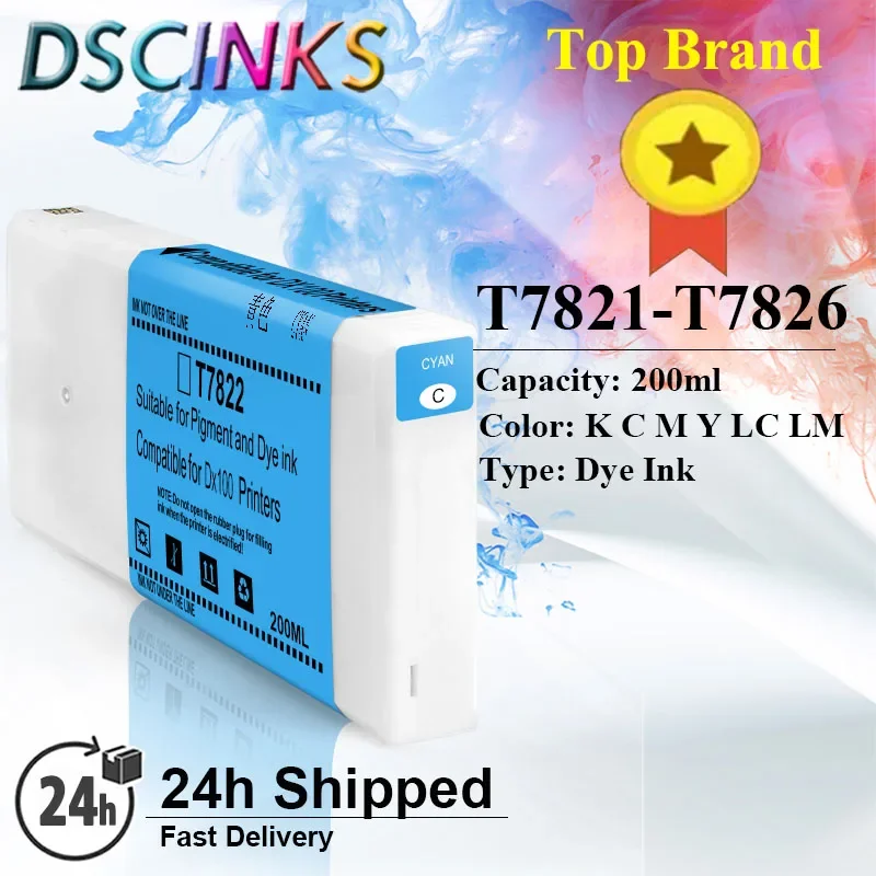 1PC T7821-T7826 D700 SL-D700 Compatible Ink Cartridge Dye-based Ink For Epson SureLab D700 T7821 T7822 T7823 T7824 T7825 T7826