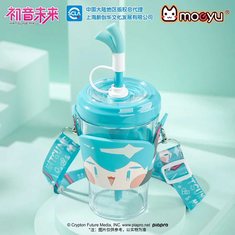 Moeyu Miku Straw Water Bottle Cup Portable Travel Bottles Cups Cartoon Creative Drinkware Vocaloid Cosplay for Kid Gift