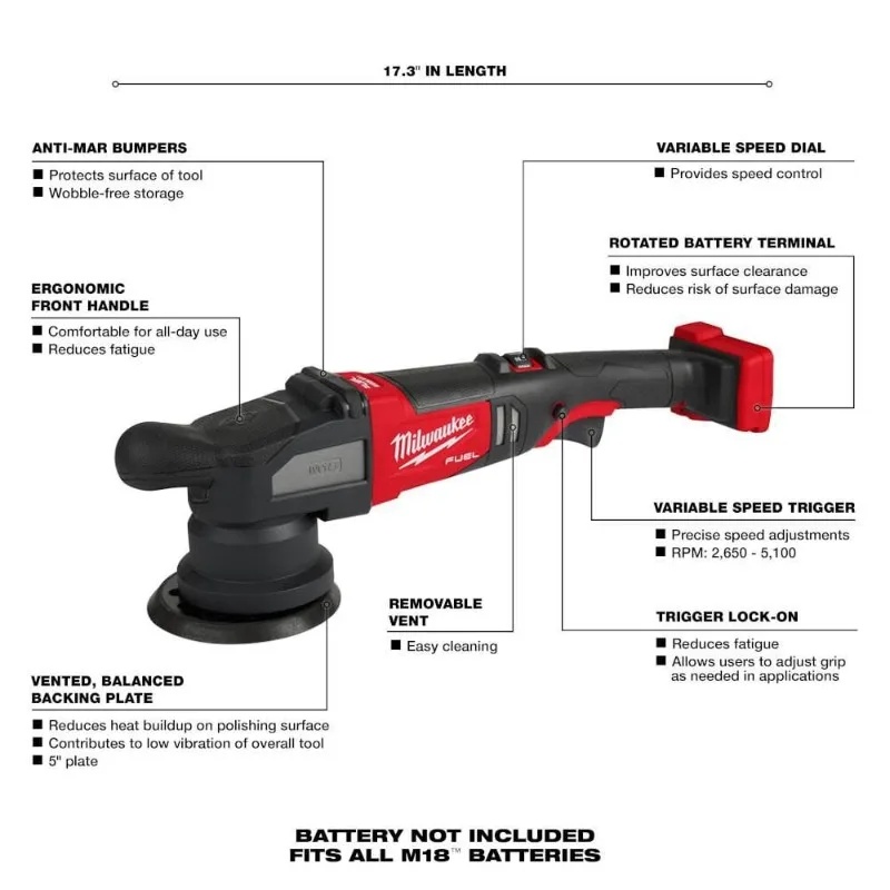 Milwaukee M18 FROP15/2684 M18 FUEL™ 15mm Random Orbital Polisher 18V Lithium Power Tools