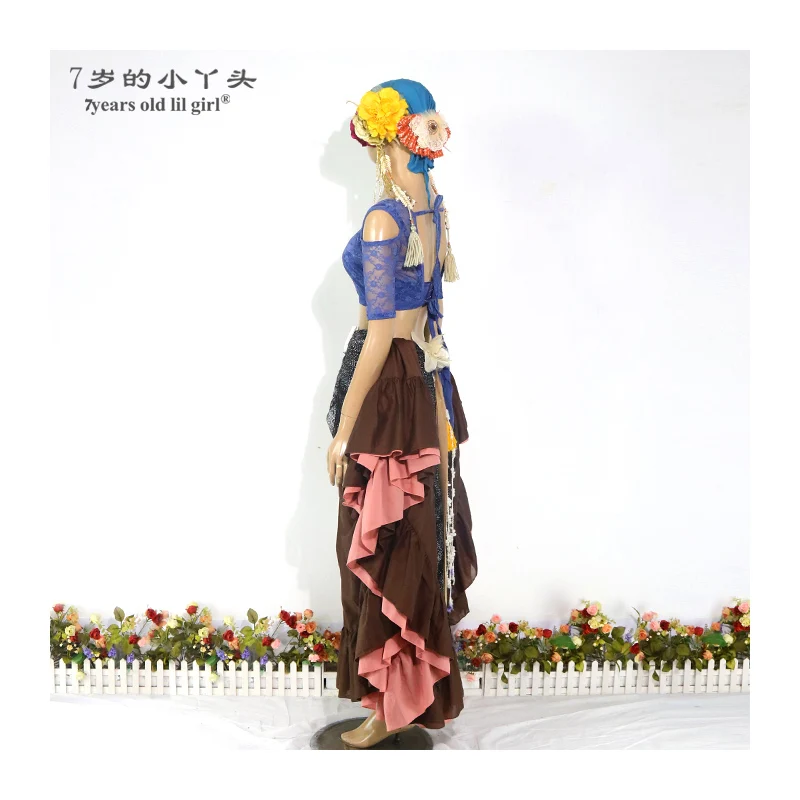 Top de dança do ventre de renda Ats Tribal Choli Drop manga curta BBB14