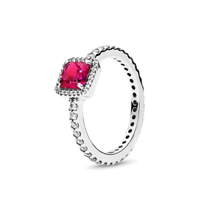 Anillo de plata de primera ley y circón para mujer, sortija, plata esterlina 925, Circonia cúbica, zirconia, circonita, zirconita, zirconita, color rojo, joya fina