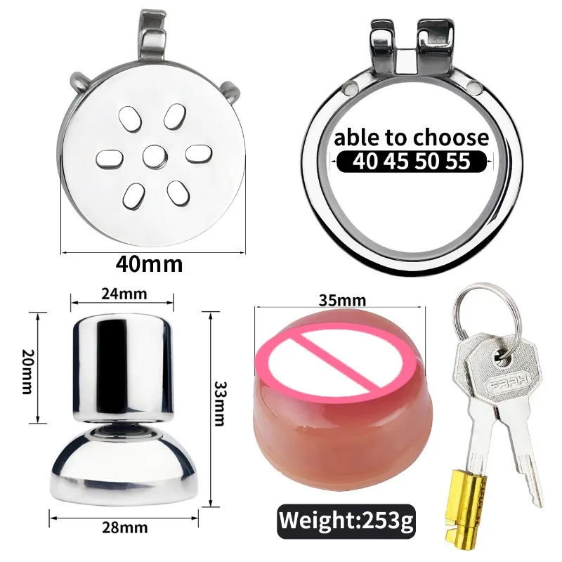 Colored Clitoral Head with Flat Stainless Steel Chastity Lock, Male Wearing Sex Products, Male Dressing Female False Vagina view 6