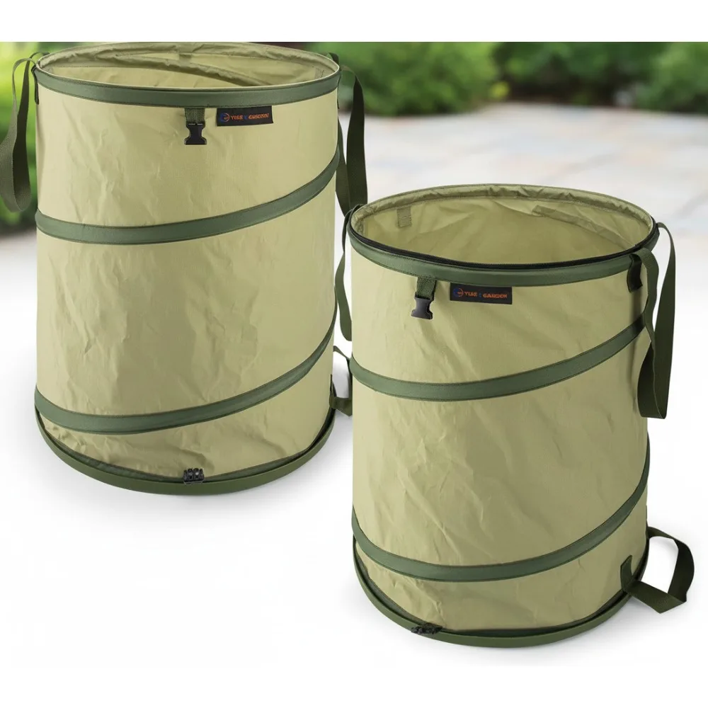 

29 Gallon Collapsible Trash Can & Garden Bag 2-Pack - Portable Yard Waste Container for Camping, Lawn, Party