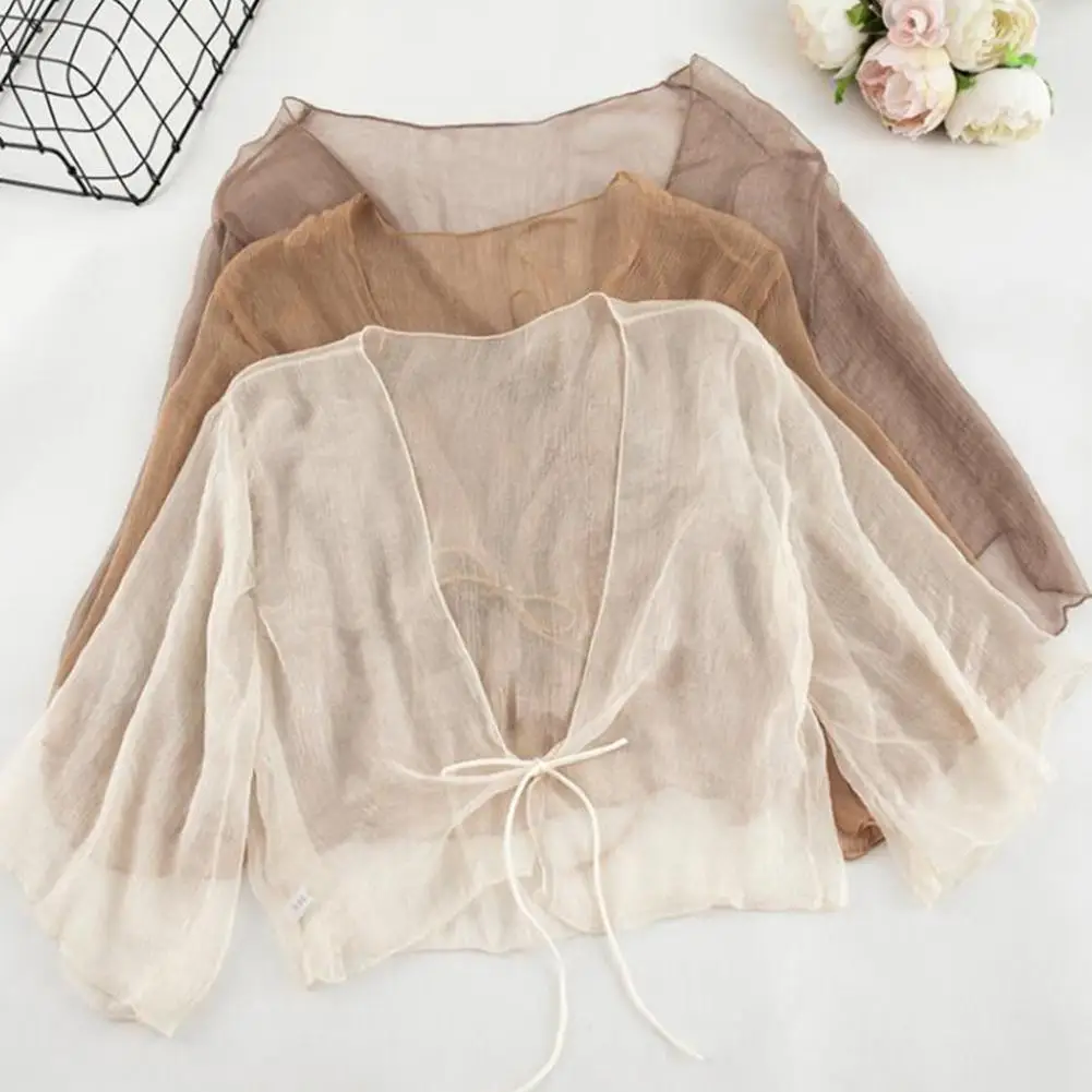 

Women Chiffon Shawl Short Section Small Shawl Sunscreen Clothing Female Summer Cardigan Small Jacket Thin Section