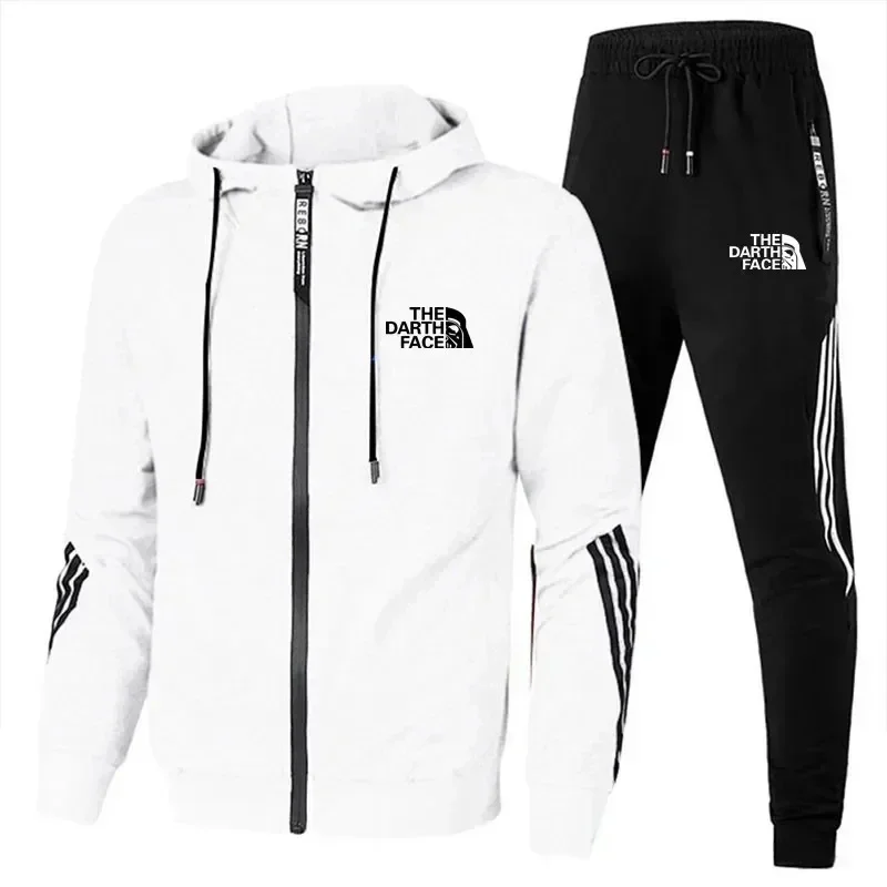 2024 Set da uomo in due pezzi tuta Casual giacca con cerniera + pantaloni Harajuku tuta sportiva felpe con cappuccio primaverili e autunnali Sportswearswe