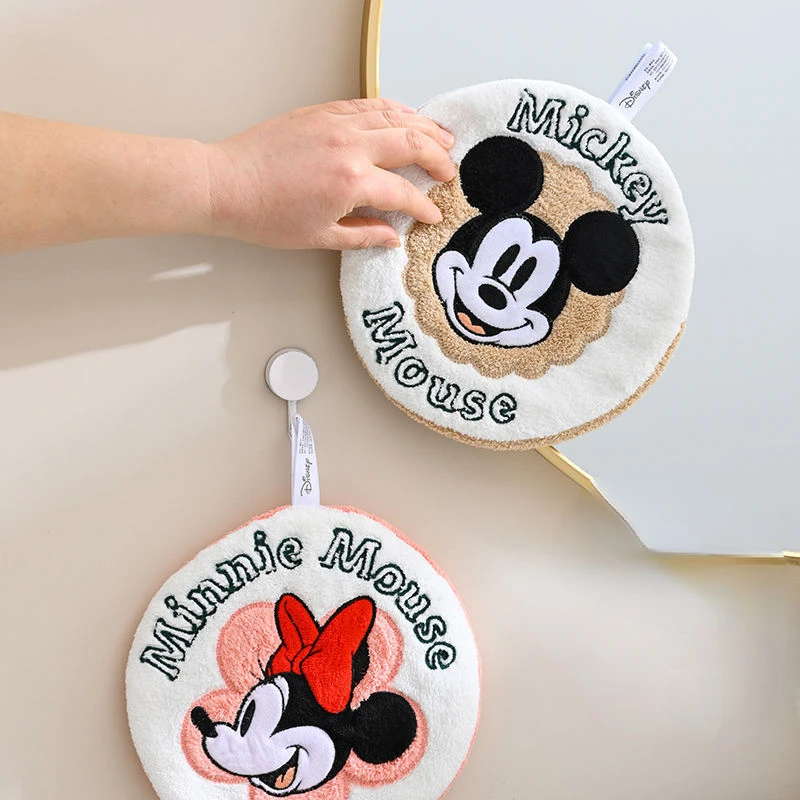 Disney-Minnie e Mickey toalha de mão, bordado dos desenhos animados criativos, moda simples, macio e confortável, Skin-Friendly, pendurado, doce