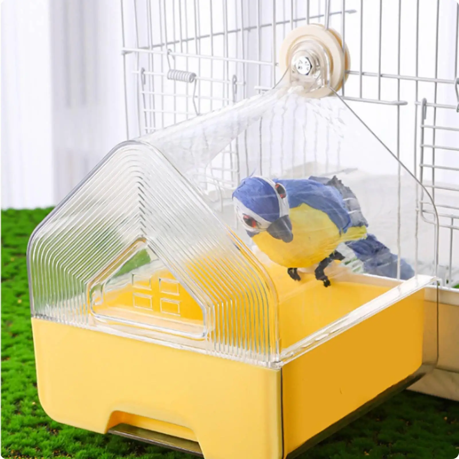 Hanging Bird Bath Enclosure Bird Shower House Multi-Use for Parrots, Budgies view 4