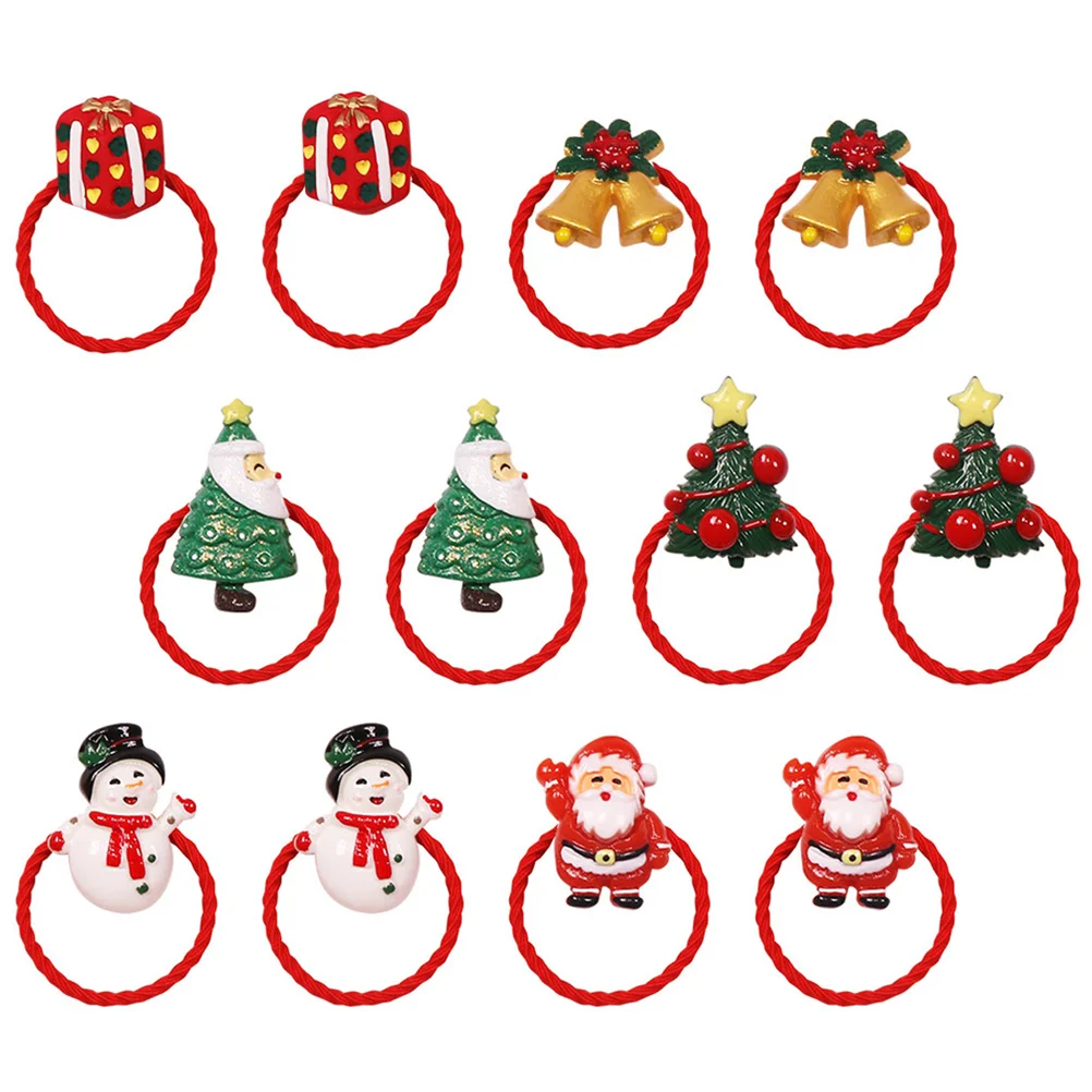 

12Pcs Christmas Hair Ties Elastic Hair Bands Ponytail Holders Lightweight Xmas Party Accessories Ponytail Holder