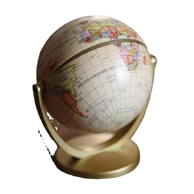 Version anglaise Ornament de globe Monde rotatif Ornaments de bureau de globe Géographie Enseignement Outil d'apprentissage Fournitures de bureau de l'école