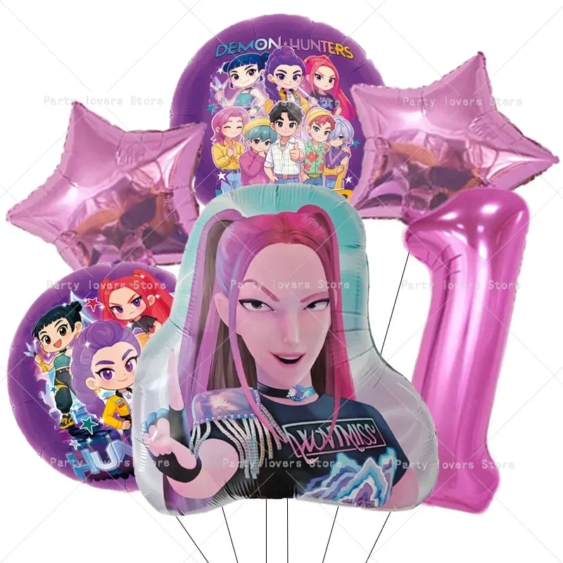 Anime-Figur Geburtstagszahlen 1-9 Ballon-Set Niedliche Party-Deko Luftballons 6 Stück Aluminiumfolie Ballon Deko-Werkzeug Foto-Requisiten Geschenk