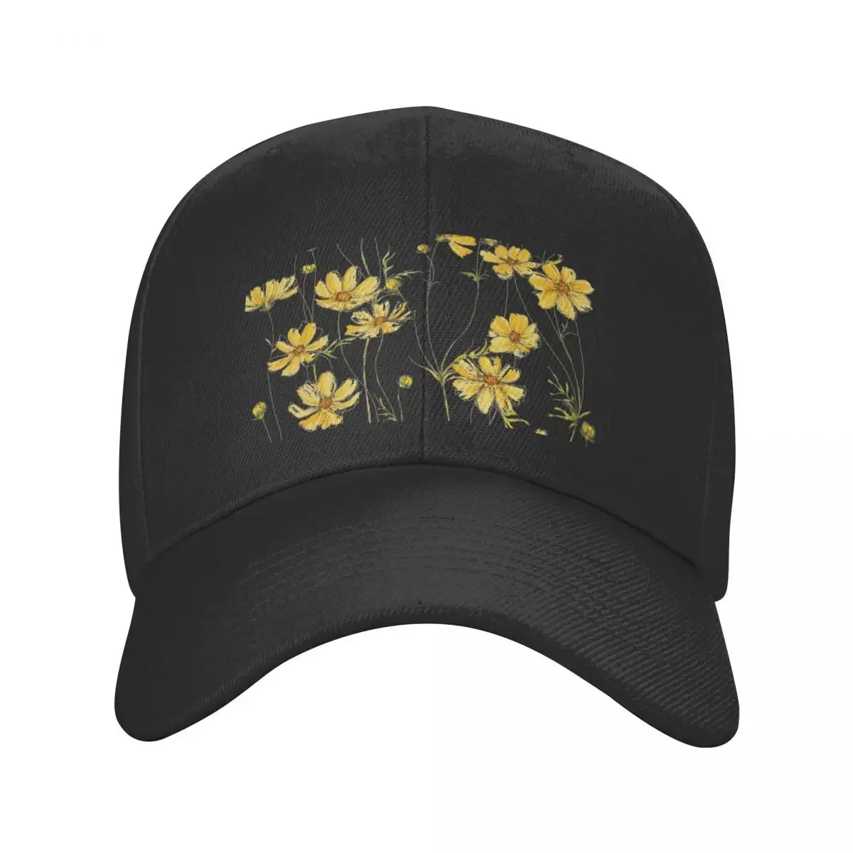 Yellow Cosmos Flowers Baseball Cap Beach Luxury Man Hat Cosplay Fashion Beach Men's Women's