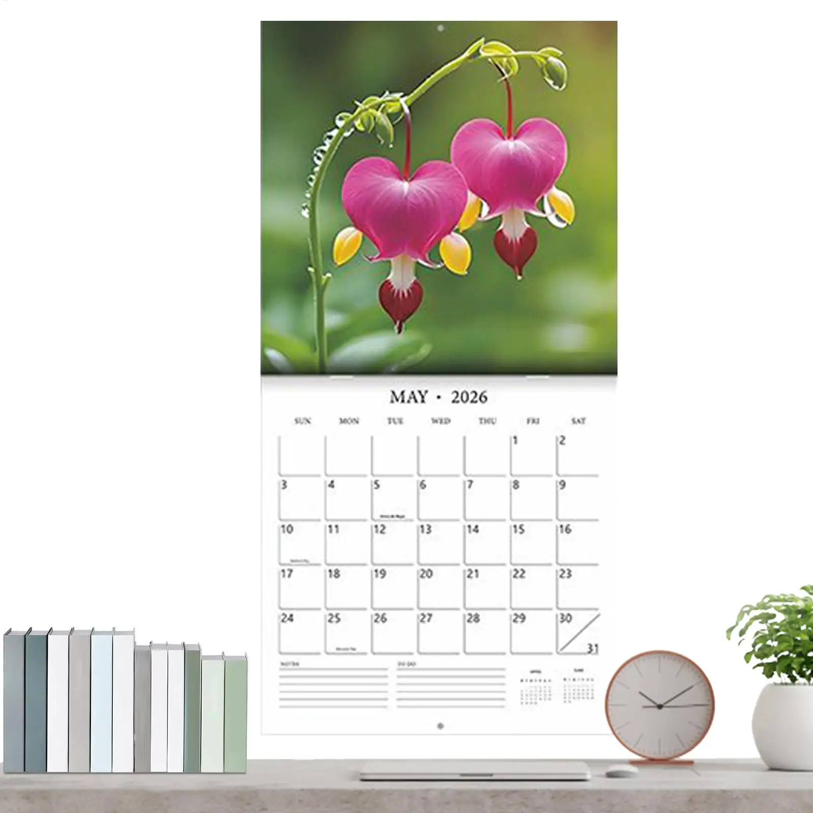 Flower Desk Calendar 2026 Wall Calendar Monthly Date Planning Tool Aesthetic For Cubicle Car School Kitchen Travel Classroom