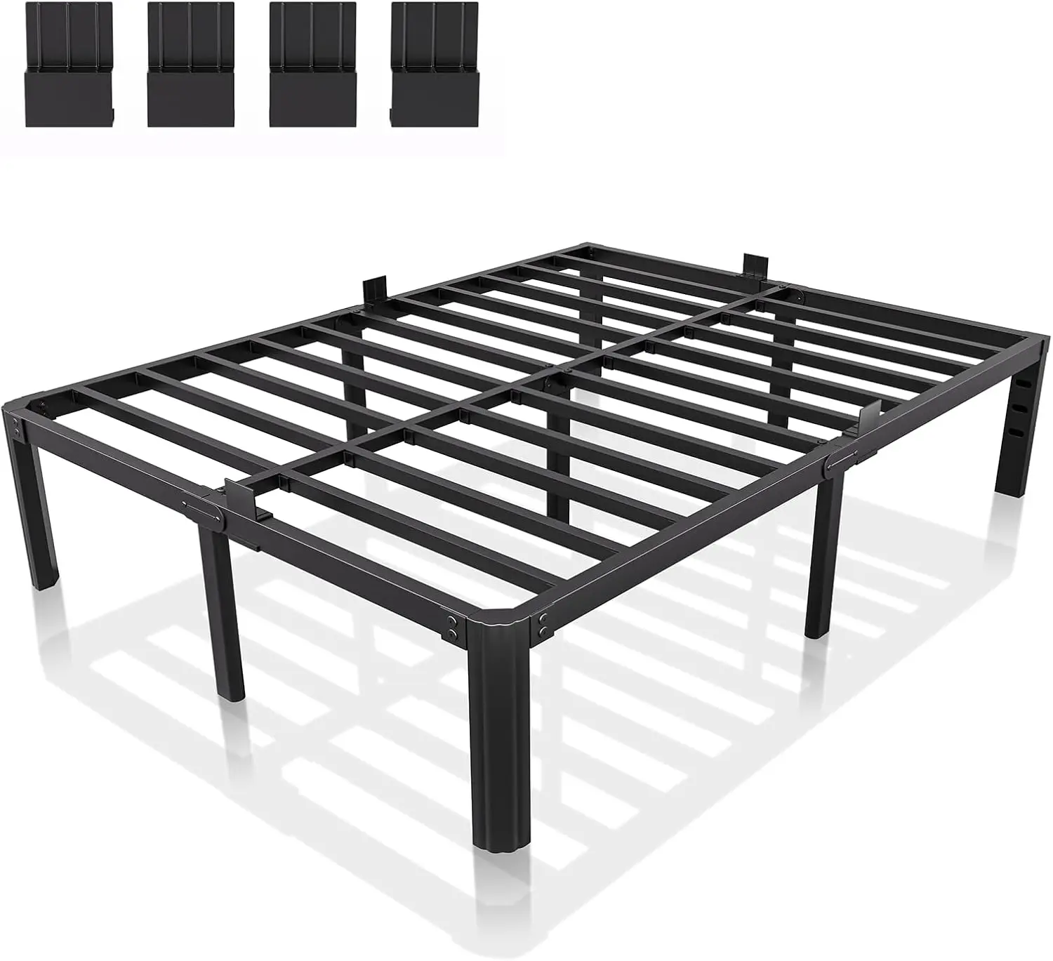 

14 Inch Metal Bed Frame Queen Size, Heavy Duty Balck Platform Queen Size Bed Frame with Round Corner Legs, Mattress Slid